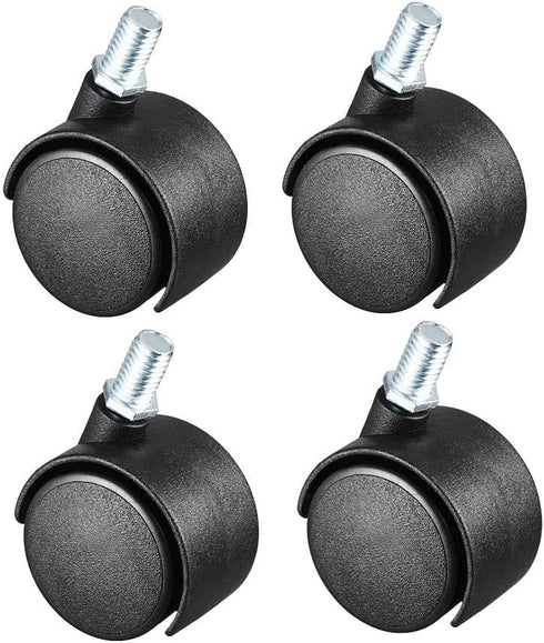 Norgail 1.5 Inch Nylon Swivel Caster Wheels, 360 Degree Threaded Stem, M8 x 13mm, 100lb Capacity, Pack of 4