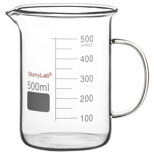 stonylab 500 ml Glass Beaker with Handle, Borosilicate Graduated Low Form Griffin Beaker