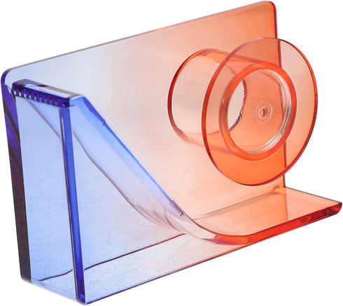 Small Gradient Color Tape Holder, Mini Desktop Office Tape Dispenser, Packing Cutter (Red and Blue Mini Stickers)