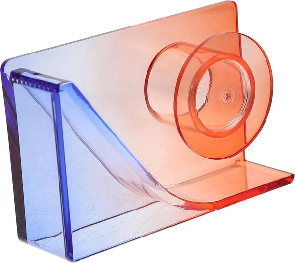 Small Gradient Color Tape Holder, Mini Desktop Office Tape Dispenser, Packing Cutter (Red and Blue Mini Stickers)