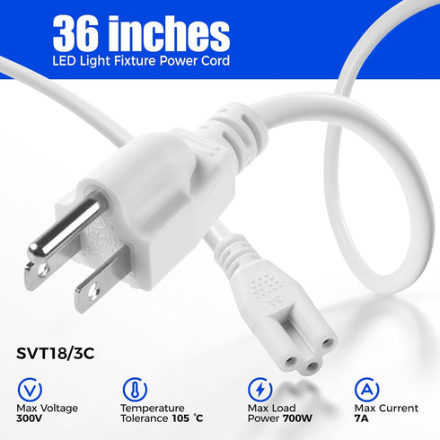 Barrina T8 3FT 3 4 Packs TX-S Power Cord, Prong Plug, Female End, Power Cable with US Plug for Shop Light/Grow Light