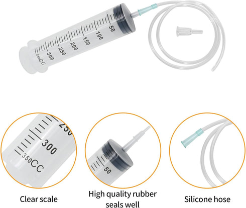 350ml Large Plastic Syringe with 40 Inches Tubing for Liquid, Plant Irrigation, Inks, Perfumes, Feeding Pets