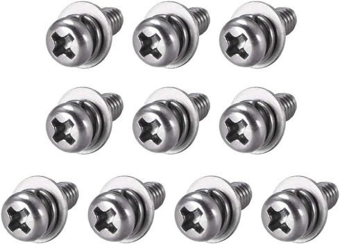 uxcell M4 x 8mm Stainless Steel Phillips Pan Head Machine Screws with Spring Washer and Plain Washers, 10pcs