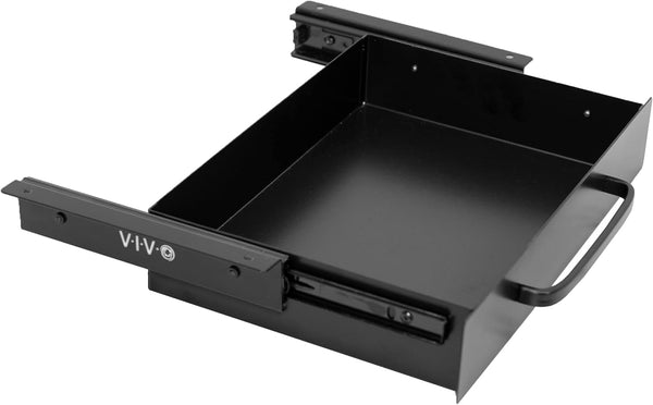VIVO 13 inch Under Desk Mounted Sliding Pull-out Drawer, Black Storage Organizer for Office Desk, Pull Handle