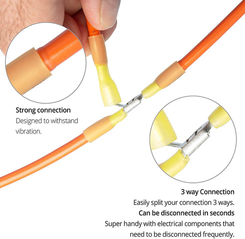 PONFY 80PCS Heat Shrink Piggyback Spade Connectors, 3 Way Connector Kit for Quick Disconnect Electrical Terminals