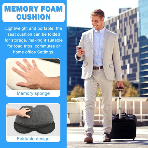 WeiLingBo Tailbone Memory Foam L-Shaped Integrated Seat Cushions, Butt Pillow with Back Support, Ergonomic Cushions
