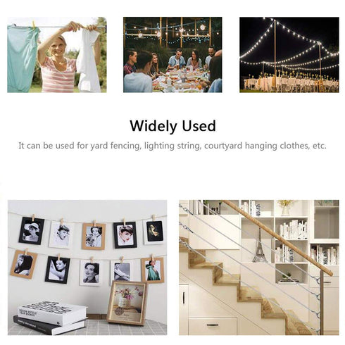 Globe String Light Suspension Kit, Outdoor Light Guide Wire, 150ft Transparent PVC and 304 Stainless Steel Wire Cable