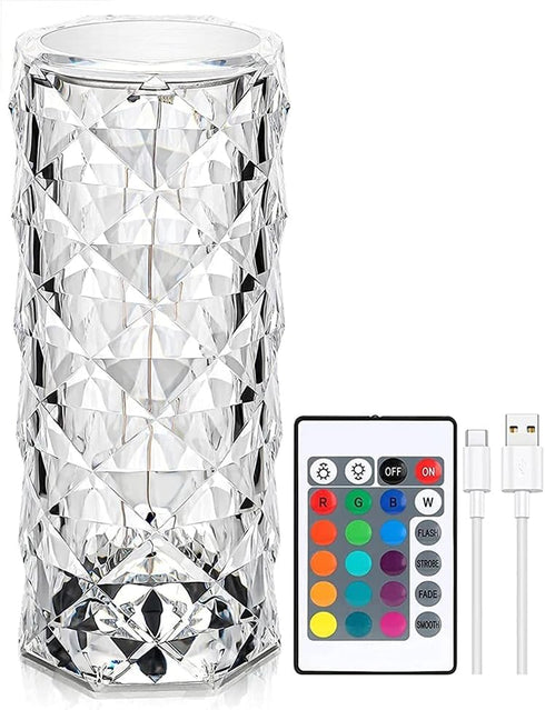 WeFoonLo Rose Diamond Table Lamp RGB Color Changing Crystal Night Light, Touch Control