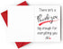 HOMEVAGE 5"x7" Single Thank You Card with Red Envelope, Thankful, Appreciation, Grateful Card - Folded Cardstock - Gift