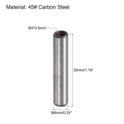 uxcell M4 10pcs 6x30mm Internal Thread Dowel Pin Chamfering Flat Carbon Steel Cylindrical Pin Bed Bookshelf Metal