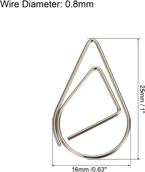 MECCANIXITY Paper Clip Drop-Shaped Cute Decorative Clips Bookmarks with Box 1 Inch Silver for Organize Office Home, Pack of 100 by MECCANIXITY