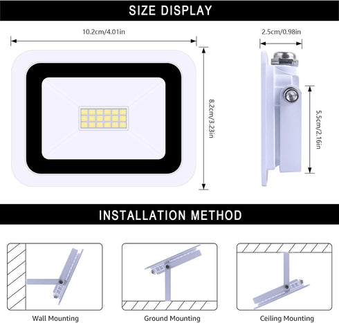 20W IP68 Waterproof Outdoor Ultra-Thin LED Flood Lighting with Plug in Cord for Garden Wall Washer Lamp by MIWAT