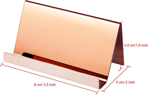 Maxdot 2 Pack Stainless Steel Business Card Holders, Desktop Credit Name Card Display Organizer, Rose Gold