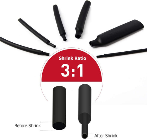 Nilight 130 Pcs Heat Shrink Tubing Kit - 3:1 Dual Wall Adhesive Sleeve Tube, Electrical Wire Cable Wrap with Storage