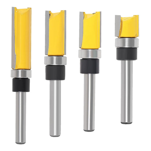 UMLIFE 8 Set 1/4 Inch PCS Pattern Flush Trim Router Bit Shank, Straight Cut Router Bit with a Bearing Prevent Tear-Out