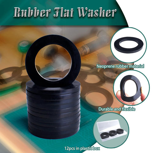 12 Pcs Rubber Washers, 1 1/2 Inch OD x 1 Inch ID x 1/8 Inch Thickness, Oil Resistant Rubber Spacer Neoprene