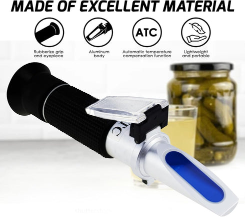 2-in-1 Brix Salinity Refractometer with ATC, Dual Scale 0-32% Brix & 0-28% Salinity for Food and Liquid