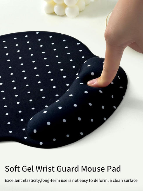 Seorsok Cute White Polka Dot Mouse Pad with Gel Wrist Support Mouse Pad,Ergonomic Aesthetic,Comfortable Mousepad