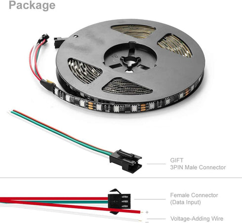WS2811 5050SMD 60LED/m 20Pixels/m 300LED 100Pixels 16.4FT DC12V IP65 BTF-LIGHTING Addressable LED Strip Ultra Bright