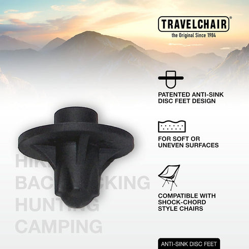 Travel Chair Set 4 .5-Inch (12.5mm) Anti-Sink Disc Feet of for Shock Cord Camping Chairs - Enhance Stability on Soft