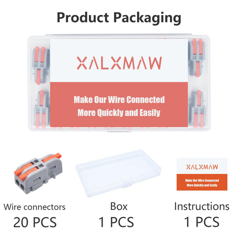 20Pcs Lever Wire Connectors, 1 in 2 Out DIY Mini Splicing Compact Splitter Docking Terminal Block 24-12 AWG