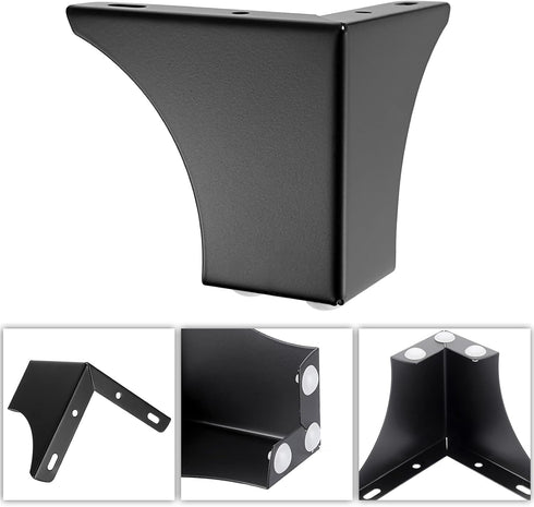 OwnMy 4PCS 4 Inch Metal Furniture Legs Black Sofa Legs Dresser Legs, Modern Ottoman/Coffee Table Legs Metal Cabinet