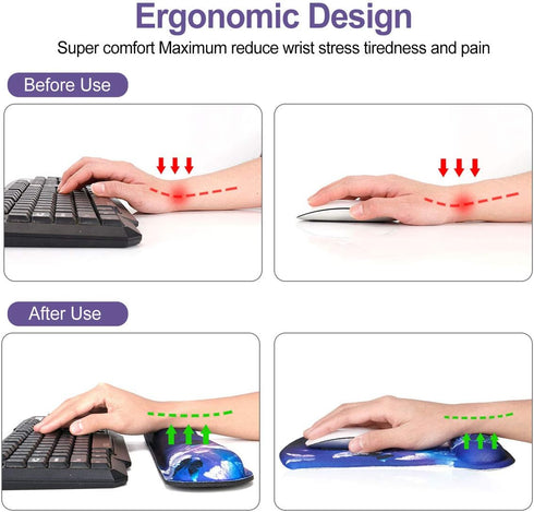 ToLuLu Keyboard Wrist Rest Pad Ergonomic Mouse Pad Set, Gel Mouse Pad for Computer Laptop, Non Slip Mousepad Keyboard