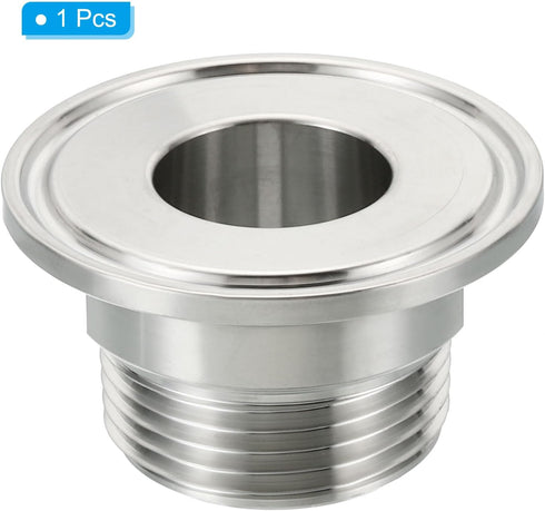 1.5 Inch 1" 304 50.5mm PATIKIL TC Tri Clamps Adaptor, Tri-Clover Fittings to NPT Male Sanitary Thread Adaptor Stainless