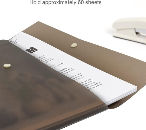 VANRA 5 Pieces A4 Envelopes Folders, Document Organizer with Snap Button Closure, A4 Letter Size, Brown