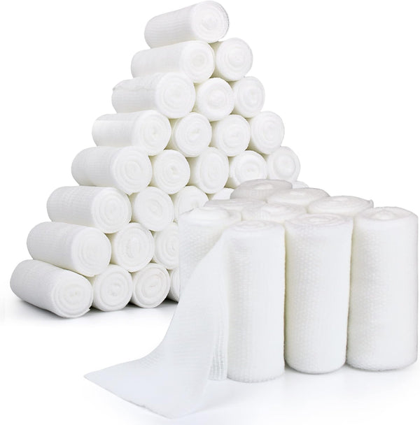 Gauze Rolls - 36 Premium First Aid Supplies, Flexible, Stretchable, Breathable Bandage Wrap, 3” x 4.1 Yards