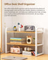 Office Desk Shelf Organizer, Wood Desktop Bookshelf Supplies Storage Rack, Shelf for Top of Desk and Dresser