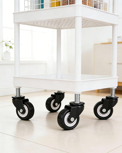 1.5in M8x25 8) Heavy Duty Swivel Caster with Threaded Bar, Nut Spacer, for Shopping Carts, Workbenches and Furniture