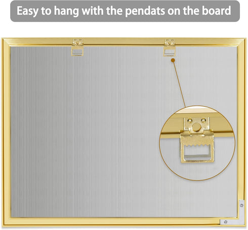 Dry Erase Monthly Calendar Whiteboard, 10.5"x 14.5" Gold Aluminum Frame, Magnetic White Board for Wall