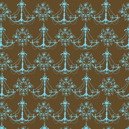 3dRose 8 Inch Chic Blue and Brown Chandeliers Ceramic Tile