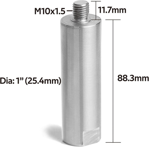 1" Post for Wood Lathe Tool Rest with 4" Total Length Including Thread, M10X1.5 Thread