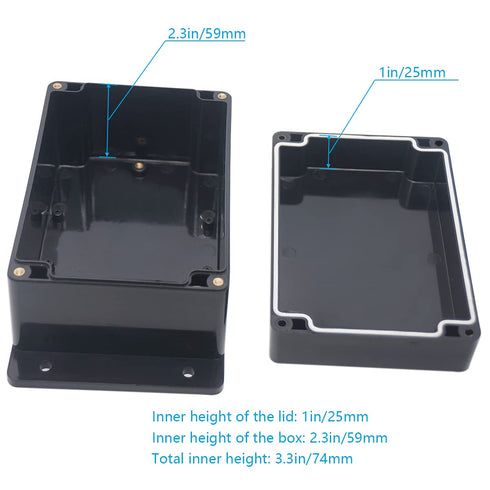 Junction Box - Zulkit Waterproof Dustproof IP65 ABS Universal Electrical Boxes Enclosure with Fixed Ear, Black 6.30 x