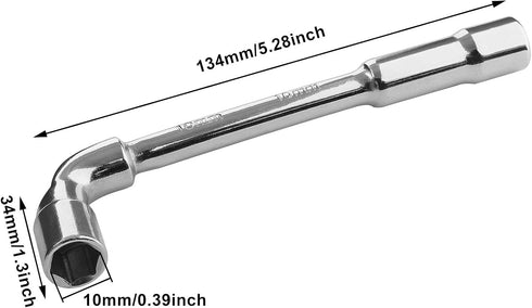 10mm Metric L Shaped Hex Socket Wrench - Double-Head Elbow Tool for Mechanic Repair, 1 Piece