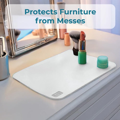 7.5" 11" BLACK+DECKER Water-Resistant Nightstand Mat, x Protects Nightstands from Liquids & Dirt, Travel-Ready, Stylish