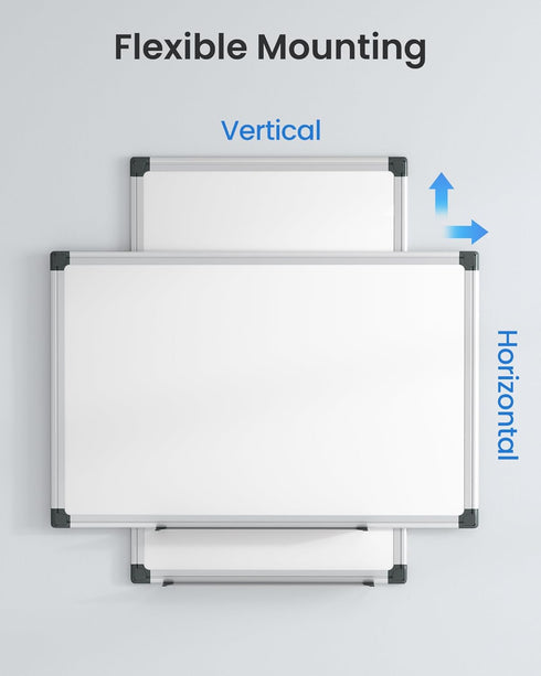 Magnetic White Board Kit for Wall 18" x 12", 1 Dry Eraser & 2 Multicolor Markers & 4 Magnetic Pins, Sliver Reinforced Aluminum Frame for Home, School, Office by VUSIGN