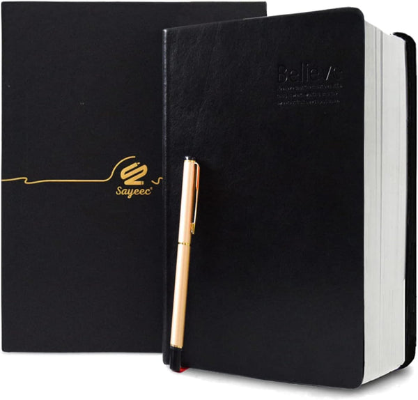 SAYEEC A5 Thick Journal 720 Pages Large Leather Notebook, Lined Paper 360 Sheets Writing Notebook with Pen Gift Set,