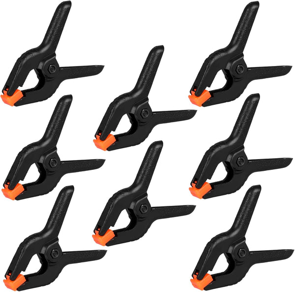 8 Pack Spring Clamps, 4.5inch Plastic Clips, Heavy Duty Small Backdrop Clips for Crafts, Photography Studios, Black