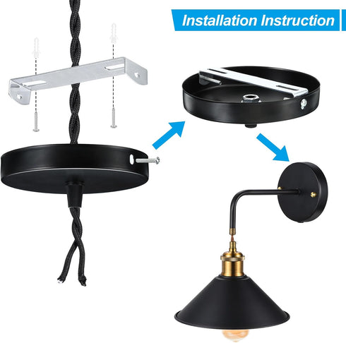 120mm 2 Set PATIKIL Ceiling Light Plate Kit, Light Fixture Mounting Bracket Plate Steel Crossbar for Home Office