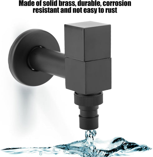 Zerodis Black Copper Handle Washing Machine Faucet, Wall Mount Laundry Cold Water Tap with Built-in Bubbler