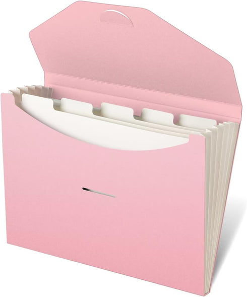 Blue Lake ECOLIFE Expanding File Folder, Pink 6 Pocket Accordion Organizer, ECO Friendly