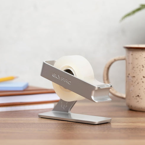 ELYPRO Modern Tape Dispenser - Elegant Minimalist Design, Heavy Metal, Space-Saving for Office & Home Use, Bonus Tape