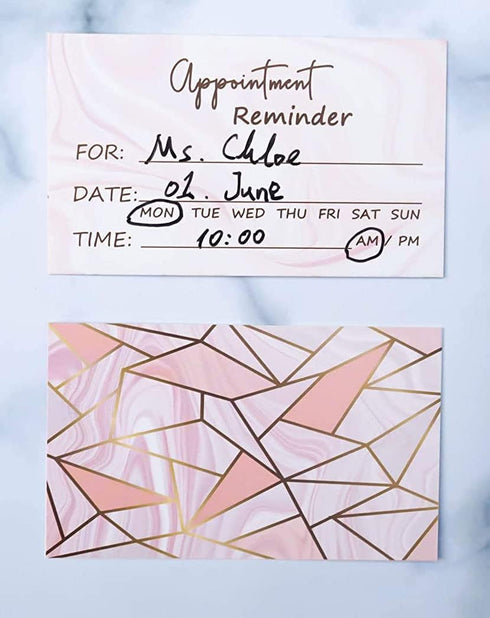 RXBC2011 Appointment Reminder Cards - Marble Pink and Gold, Pack of 100
