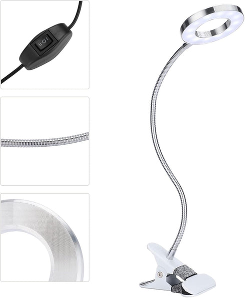 Adjustable LED Magnifier with Clamp Lamp, Rechargeable Magnifying Lamp