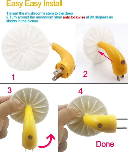 UTLK [3 Pack (7-Color) Plug-in LED Mushroom Night Light Lamp with Dusk to Dawn Sensor,Plug in Bed Cute Nightlight lamp
