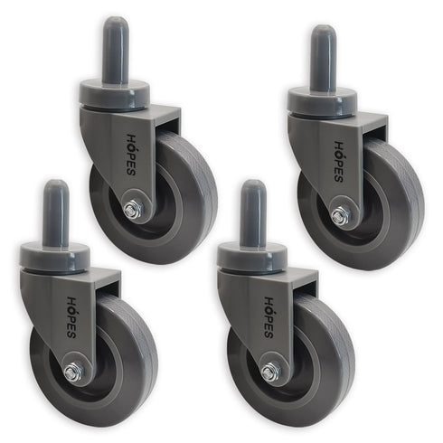 HOPES Utility Cart Caster Wheels Set of 4, Rubber Swivel Casters with
