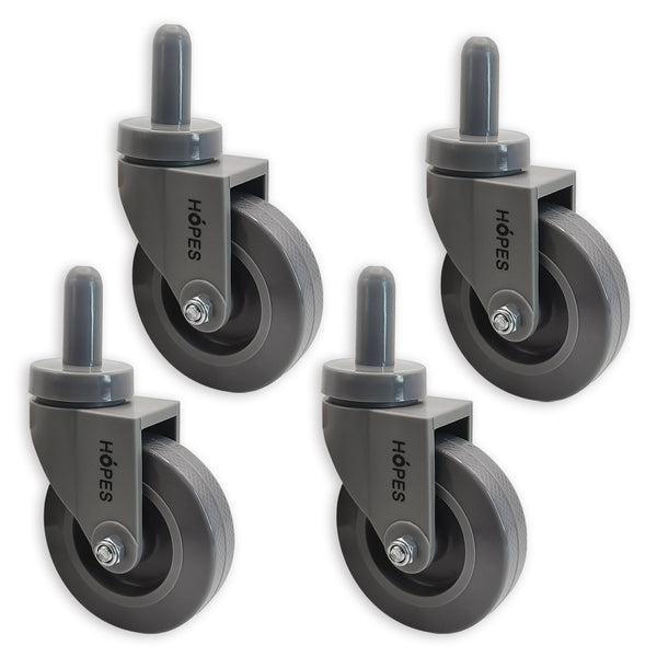 HOPES Utility Cart Caster Wheels Set of 4, Rubber Swivel Casters with